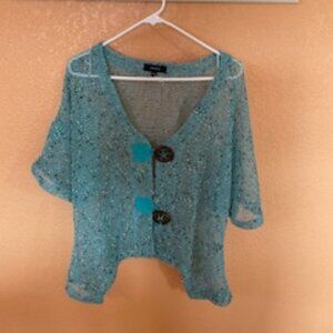 Turquoise mesh camisole top-large size